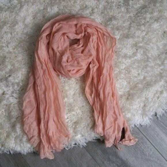 Accessories - Peachy Pink Scarf Wrinkle Style  Wrap Shall
